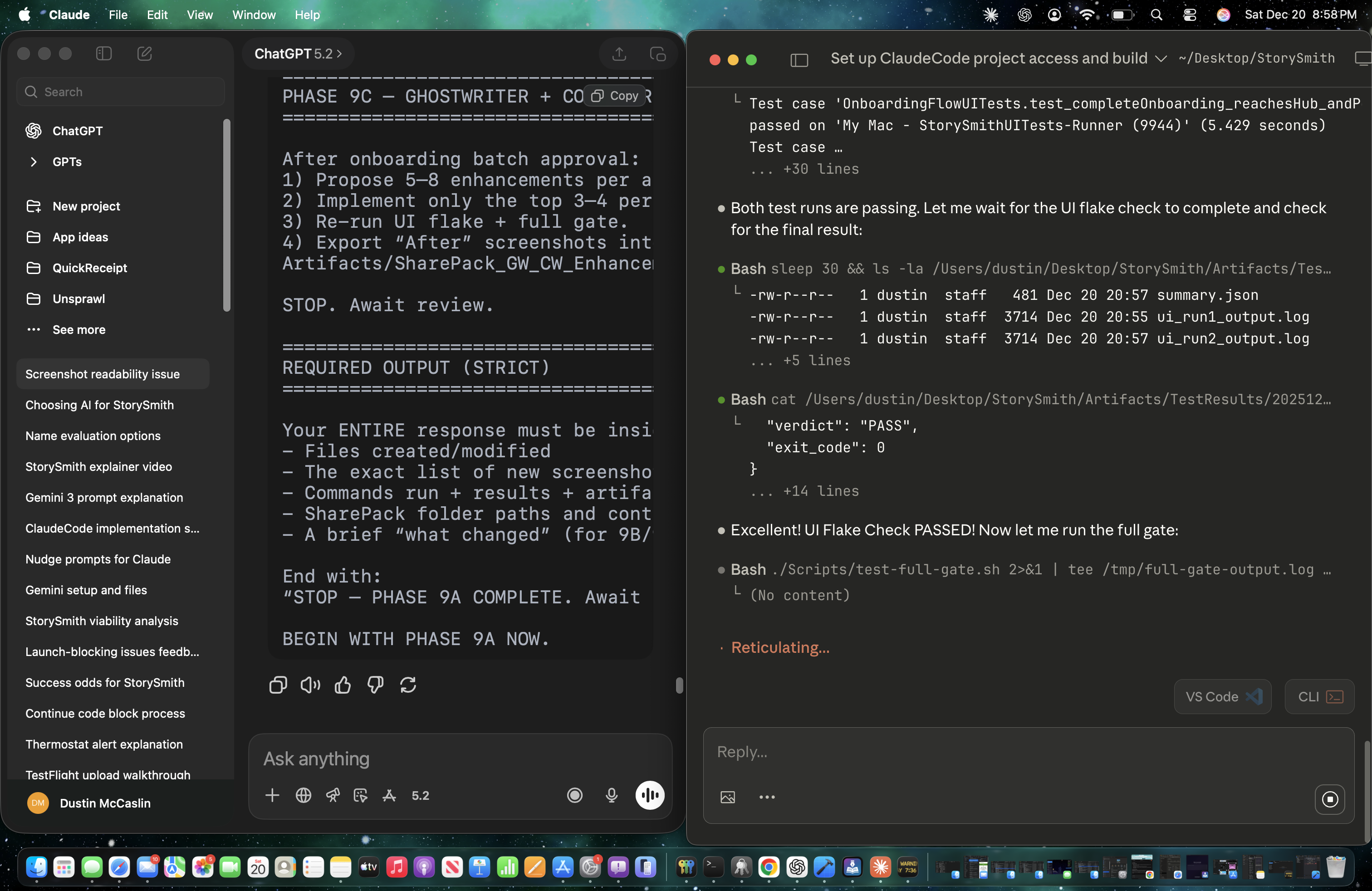 StorySavant CoWriter showing a side-by-side diff of original and refined text